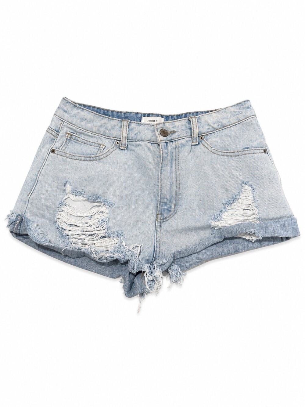 Forever 21 Women’s Distressed Denim Cutoff Shorts Light Wash Size 27